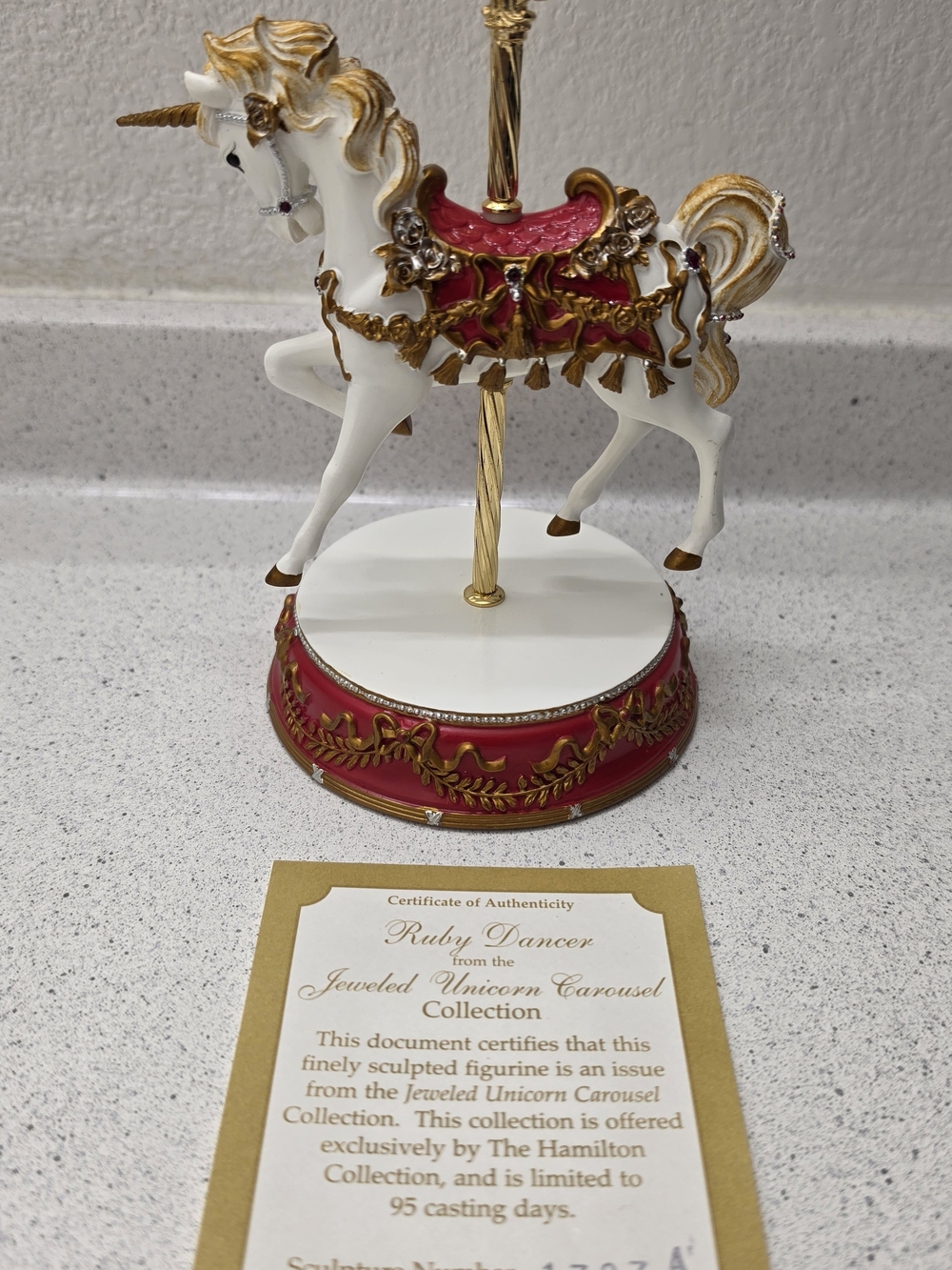 Full set of 4 The Hamilton Collection "Jeweled Reflections" Unicorn Figurines